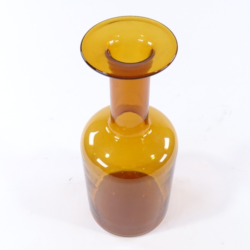 124 - Holmegaard Denmark, a large amber glass vase by Otto Brauer, height 30cm