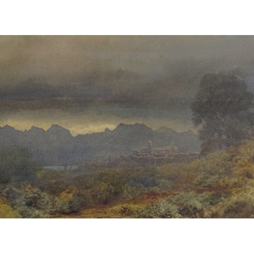 1355 - Arthur Croft, watercolour, storm swept landscape, signed, 9.5