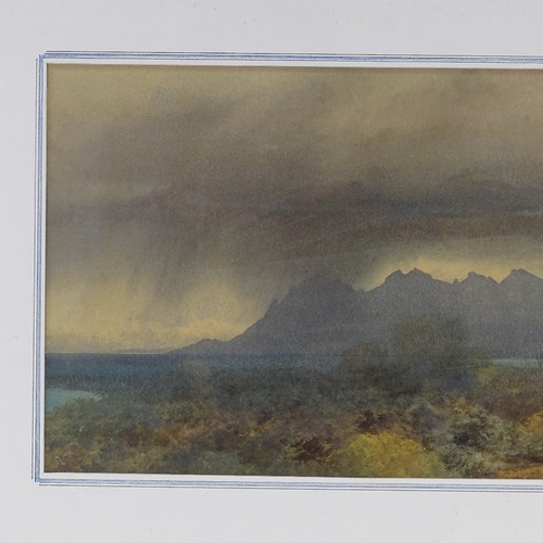 1355 - Arthur Croft, watercolour, storm swept landscape, signed, 9.5