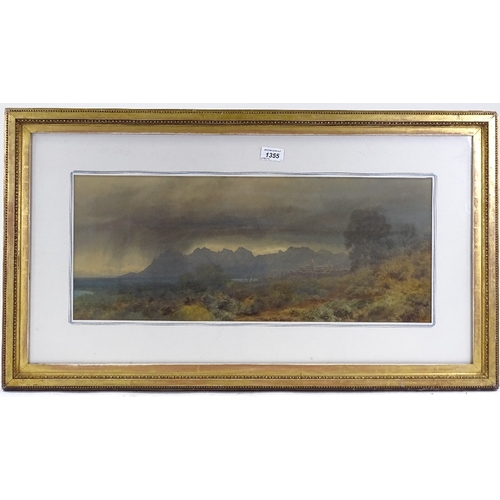 1355 - Arthur Croft, watercolour, storm swept landscape, signed, 9.5