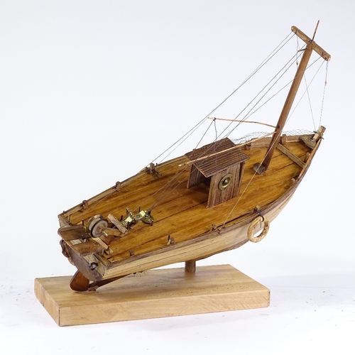 1359 - Clive Fredriksson, mixed media wood sculpture, fishing boat, boat length 26