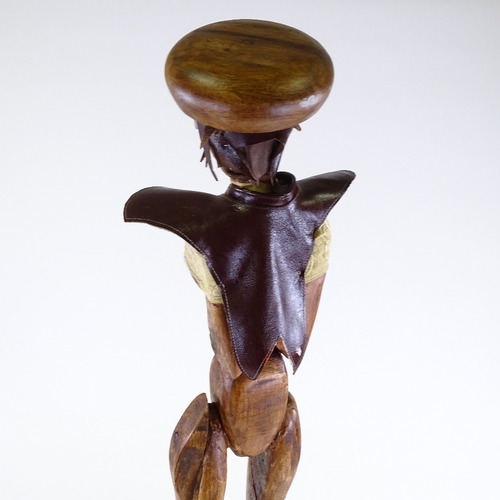 1360 - Clive Fredriksson, mixed media wood sculpture, abstract figure, height 42