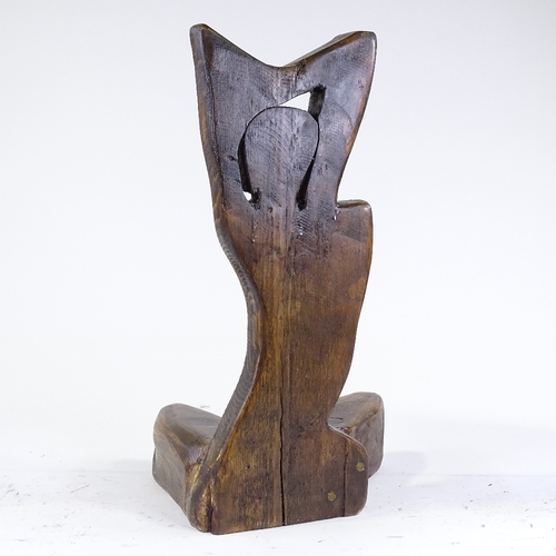 1361 - Clive Fredriksson, carved wood sculpture, abstract figure, height 23