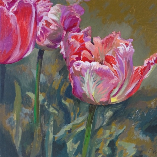 1362 - Philip West, 2 oils on canvas, flower studies, 20