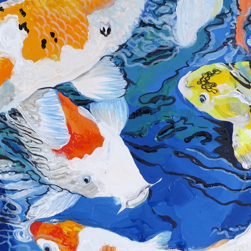 1363 - Clive Fredriksson, large oil on canvas, koi carp, 40