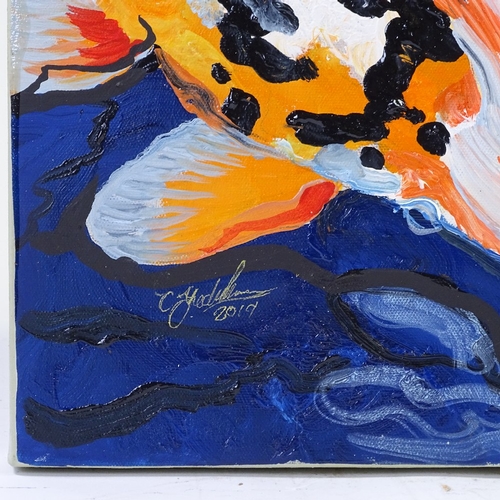 1363 - Clive Fredriksson, large oil on canvas, koi carp, 40