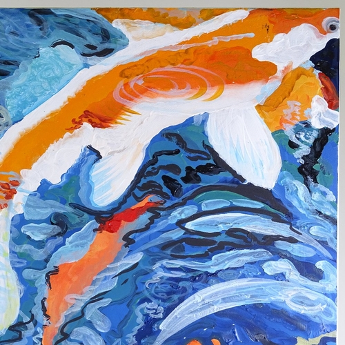 1363 - Clive Fredriksson, large oil on canvas, koi carp, 40