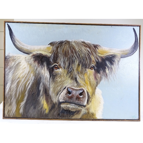 1364 - Clive Fredriksson, oil on canvas, Highland cow, 28