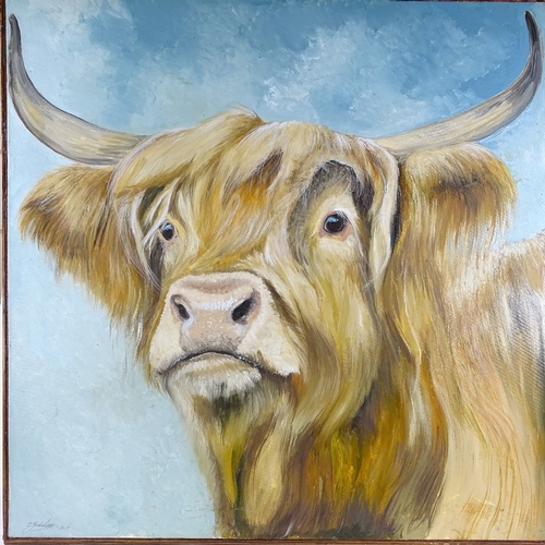 1365 - Clive Fredriksson, oil on canvas, Highland cow, 36