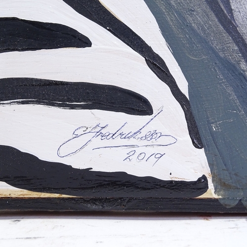 1366 - Clive Fredriksson, oil on canvas, zebra, 32