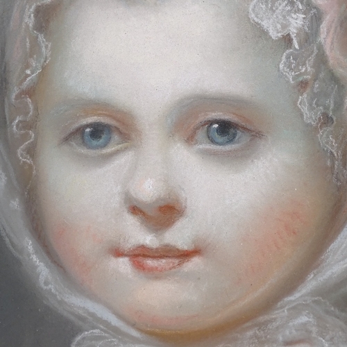 1369 - 19th century oval coloured pastels, portrait of a child, unsigned, 14