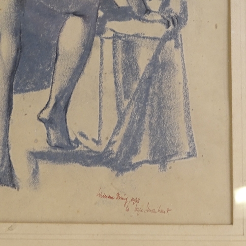 1370 - William Dring, crayon, female nude, signed and dated 1938, 12