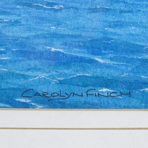 1372 - Carolyn Finch, watercolour, racing yachts, signed, 7.5