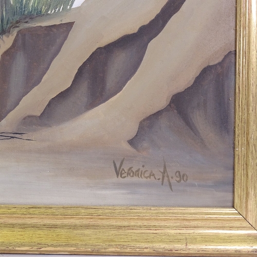 1374 - Large 20th century oil on canvas, surrealist study, signed Veronica A, 45