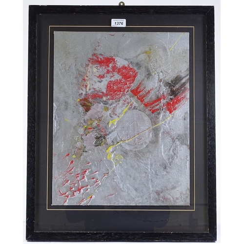 1376 - Acrylic on board, abstract composition, signed Xavier 96, 18