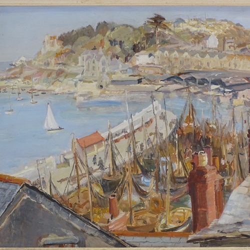 1384 - N Rice, oil on board, West Country harbour scene, signed, 12