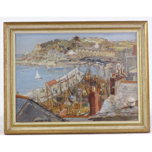 1384 - N Rice, oil on board, West Country harbour scene, signed, 12