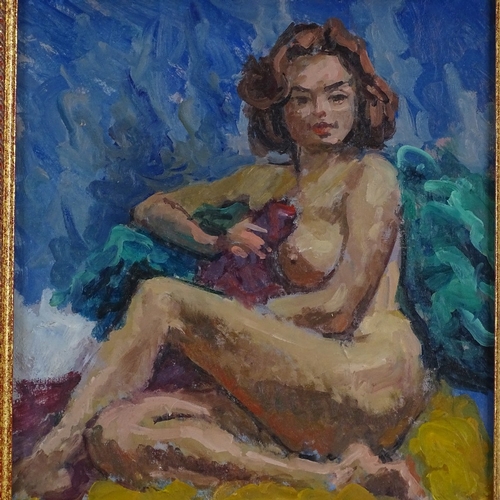 1391 - Roy Pettit, oil on board, female nude, 14