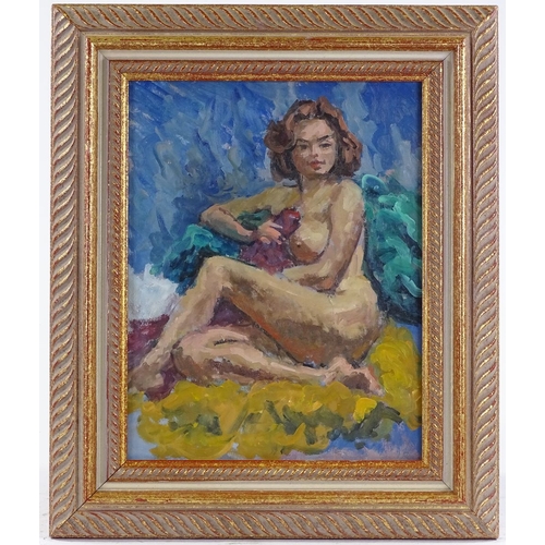 1391 - Roy Pettit, oil on board, female nude, 14