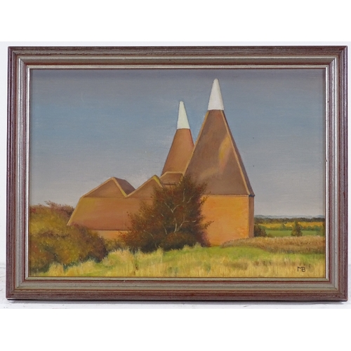 1400 - Margaret Barnard (Rye artist), oil on board, oast houses, signed with monogram, 10