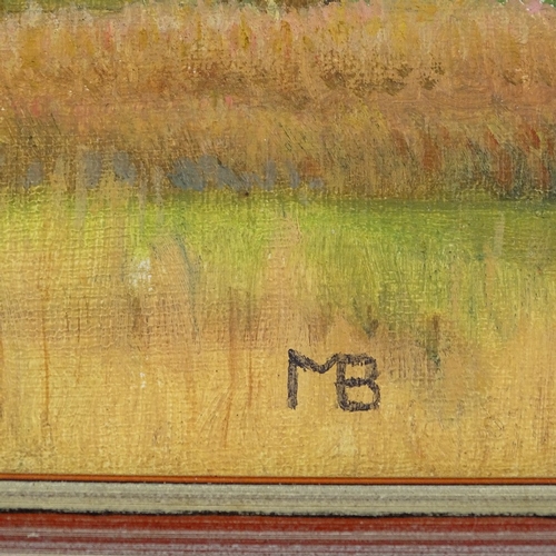 1400 - Margaret Barnard (Rye artist), oil on board, oast houses, signed with monogram, 10