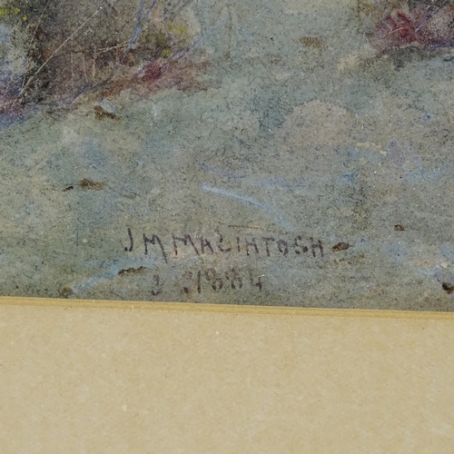 1403 - John Mackintosh, watercolour, on the Common, 1884, signed with RI Exhibition label verso, 6.5