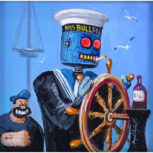 Raymond Campbell (born 1956), oil board, drunken sailor 2019, x framed