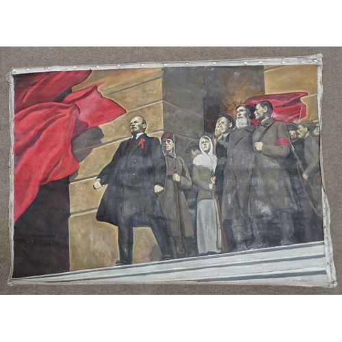 1007 - Aleksandr Freidin (Russian 1926 - 1987), large unstretched oil on canvas, study of Lenin and other p... 