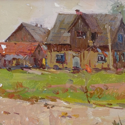 1012 - V S Gorbachenko, oil on board, the village, 1982, 12