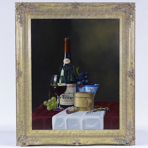 1019 - Peter Kotka (born 1951), oil on canvas, 1997 Rhone fruit and cheese, signed, 20