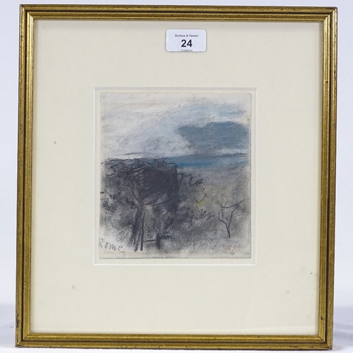 1024 - Hercules Brabazon Brabazon (1821 - 1906), coloured pastels, view outside Rome, signed with monogram,... 