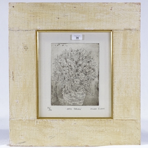 1036 - Michael B White, etching, Messy Japanese, signed in pencil, no. 23/40, plate size 9.5