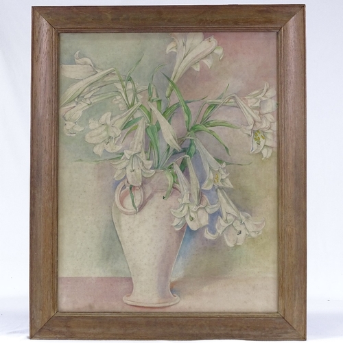 1050 - 20th century English School, watercolour, still life flowers in a vase, unsigned, 23