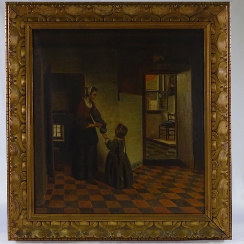 1060 - 18th / 19th century oil on canvas, Dutch interior scene, unsigned, 26