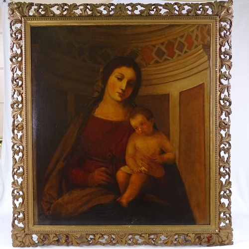 1061 - 17th/18th century Russian School, oil on canvas, portrait of the Madonna and infant Christ, unsigned... 