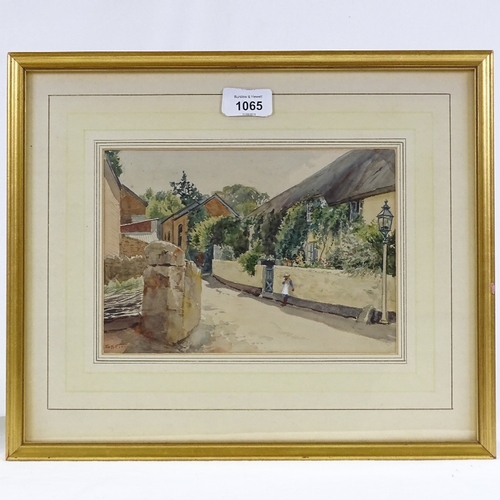 1065 - Edward Fitchew (1852 - 1934), watercolour, village street scene, signed, 6.5