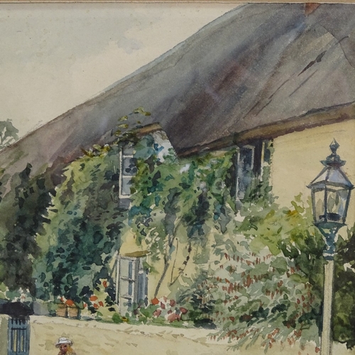 1065 - Edward Fitchew (1852 - 1934), watercolour, village street scene, signed, 6.5