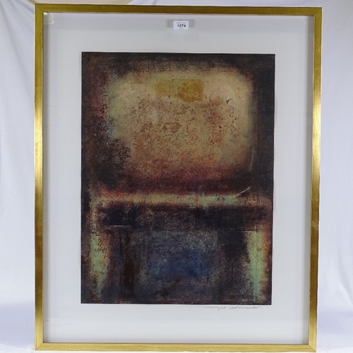 1074 - Margrite Westervaarder (born 1945), pair of mixed media paintings, abstract compositions, signed on ... 