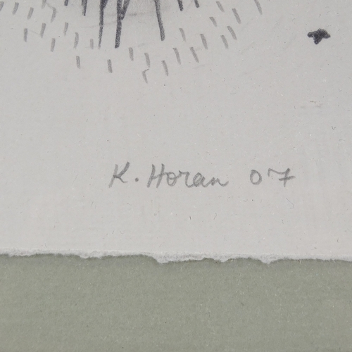 1082 - K Horan, pair of pencil drawings, mythological compositions, signed and dated 2007, largest 13