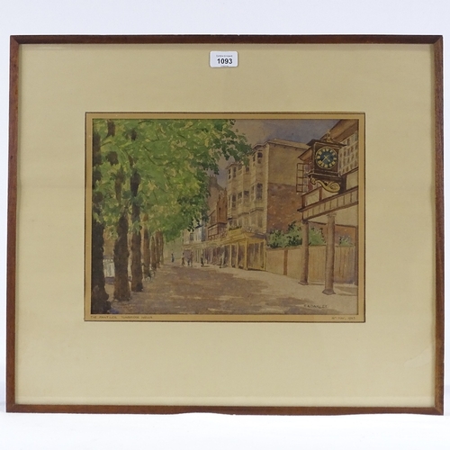 1093 - F A Oakley, watercolour, The Pantiles Tunbridge Wells, signed and dated 1943, 11