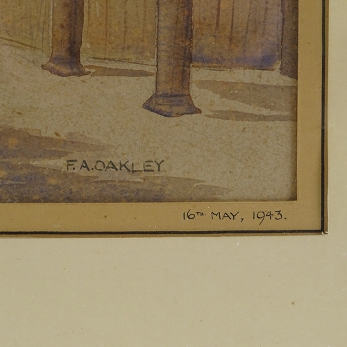 1093 - F A Oakley, watercolour, The Pantiles Tunbridge Wells, signed and dated 1943, 11