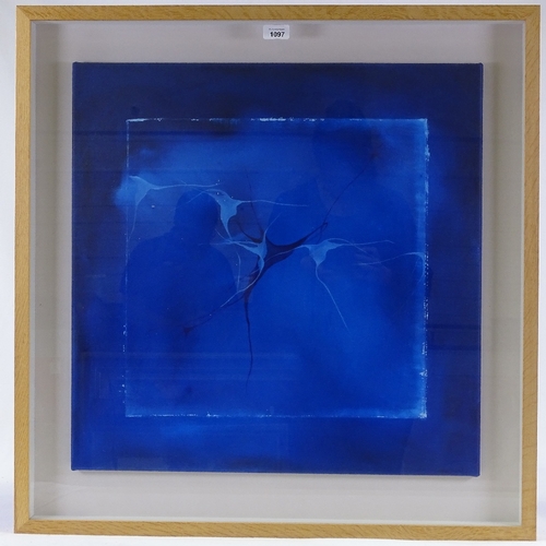 1097 - Pam Winbolt, oil on canvas, blue abstract, 24