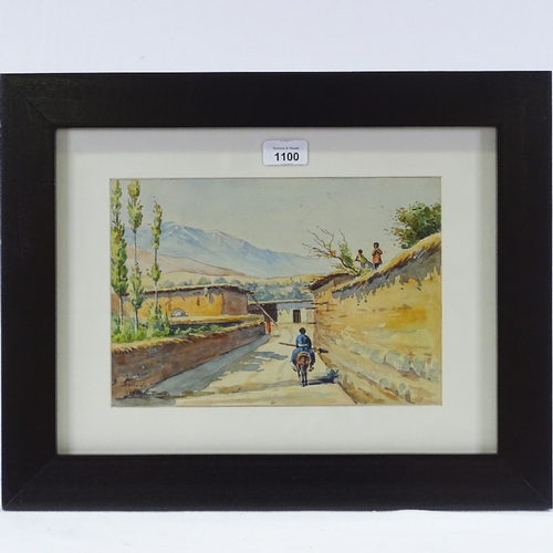 1100 - Demon, watercolour, street scene Tehran, signed, 8