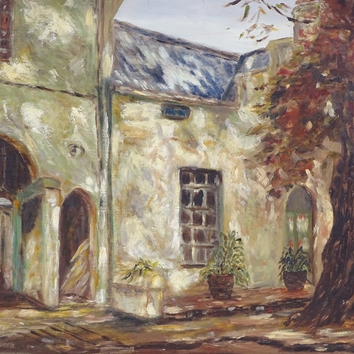 1105 - Oil on board, South African buildings, signed with monogram, 14