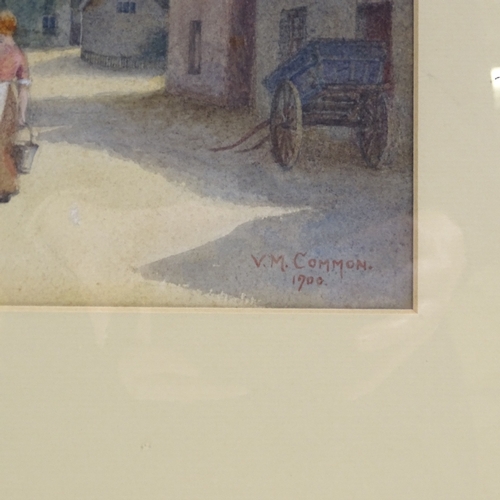 1106 - V M Common, watercolour, street scene South Ealing, signed and dated 1900, 8