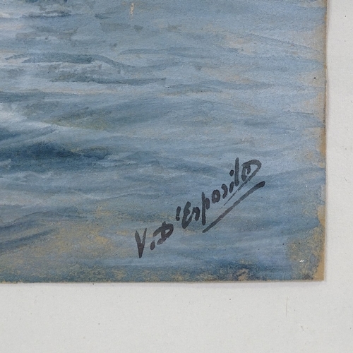 1112 - V D'Esposito, watercolour, fishing boat, signed, 9