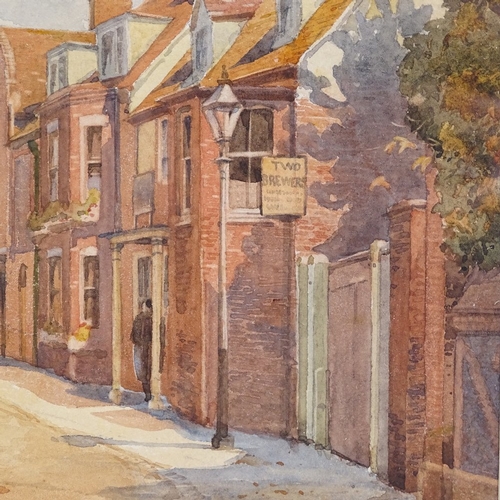 1116 - 19th century watercolour, street scene, signed with monogram, 7