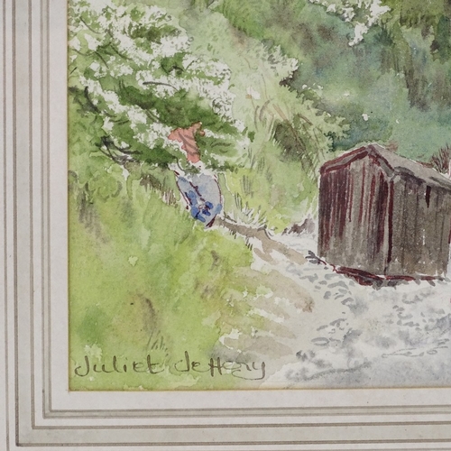 1119 - Juliet Jeffery, watercolour, gypsy caravan, signed, 8.5