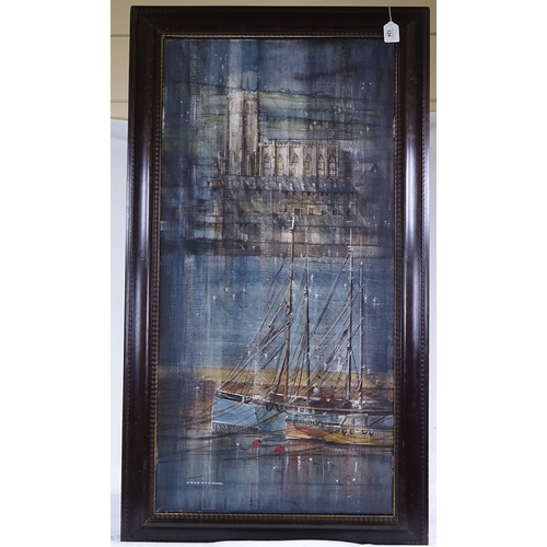 1124 - Ted Dyer, oil on canvas, Penzance and Newlyn Harbour, signed, 40