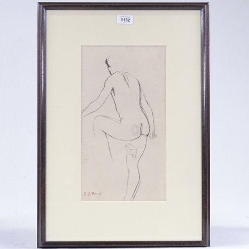 1132 - Edward Burra (1905 - 1976), pencil sketch, nude life study, stamped signature, 14.5